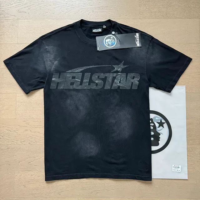 Hellstar Black Gray Oversized Fit Distressed Wash Effect T-Shirt 7