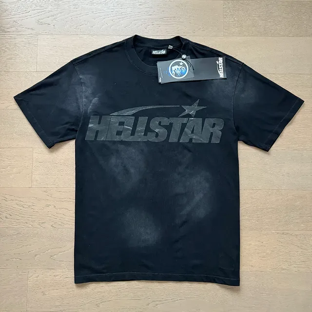 Hellstar Black Gray Oversized Fit Distressed Wash Effect T-Shirt 8