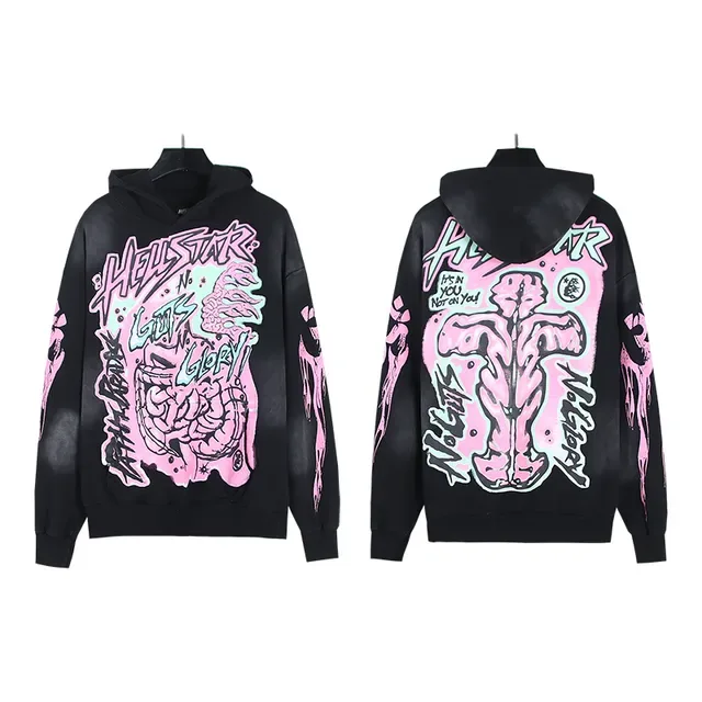 Hellstar Black Pink Graphic-Print Oversized Fit Tracksuit 7