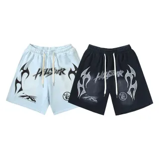 Hellstar Graphic Flame Print Drawstring Shorts