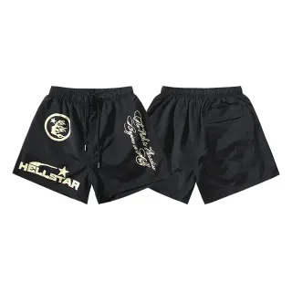 Hellstar Graphic Print Black Gold Shorts