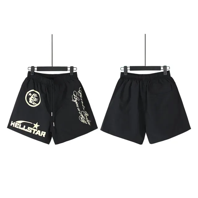 Hellstar Graphic Print Black Gold Shorts 2
