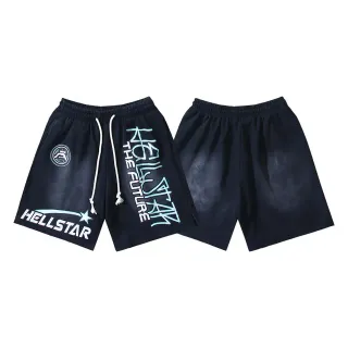 Hellstar Graphic-Print Navy Shorts