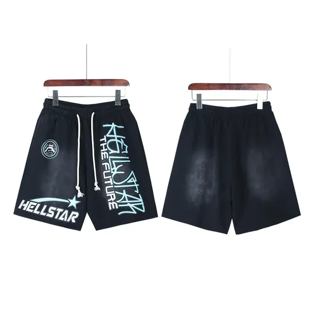 Shorts Hellstar Navy com impressão gráfica 4
