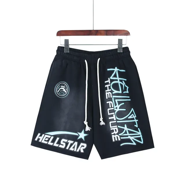 Shorts Hellstar Navy com impressão gráfica 5