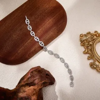 Hermès Chaîne d'Ancre Pavé H-Link 银色手链