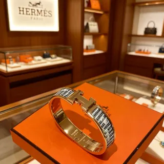 Hermès Clic H ذهبي أسود سوار صلب مع مقفل تبديل