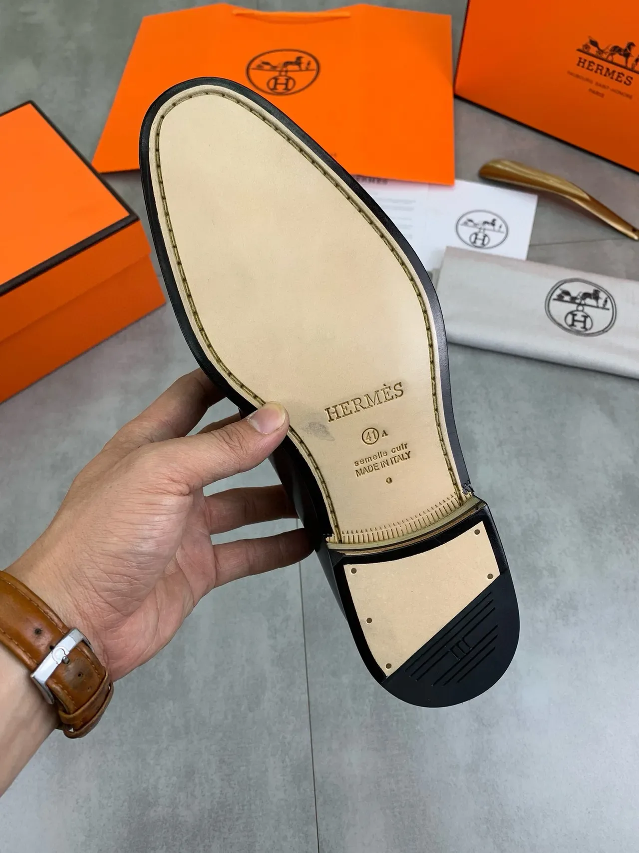Hermès H-Loafer Cuir Marron Poli 3