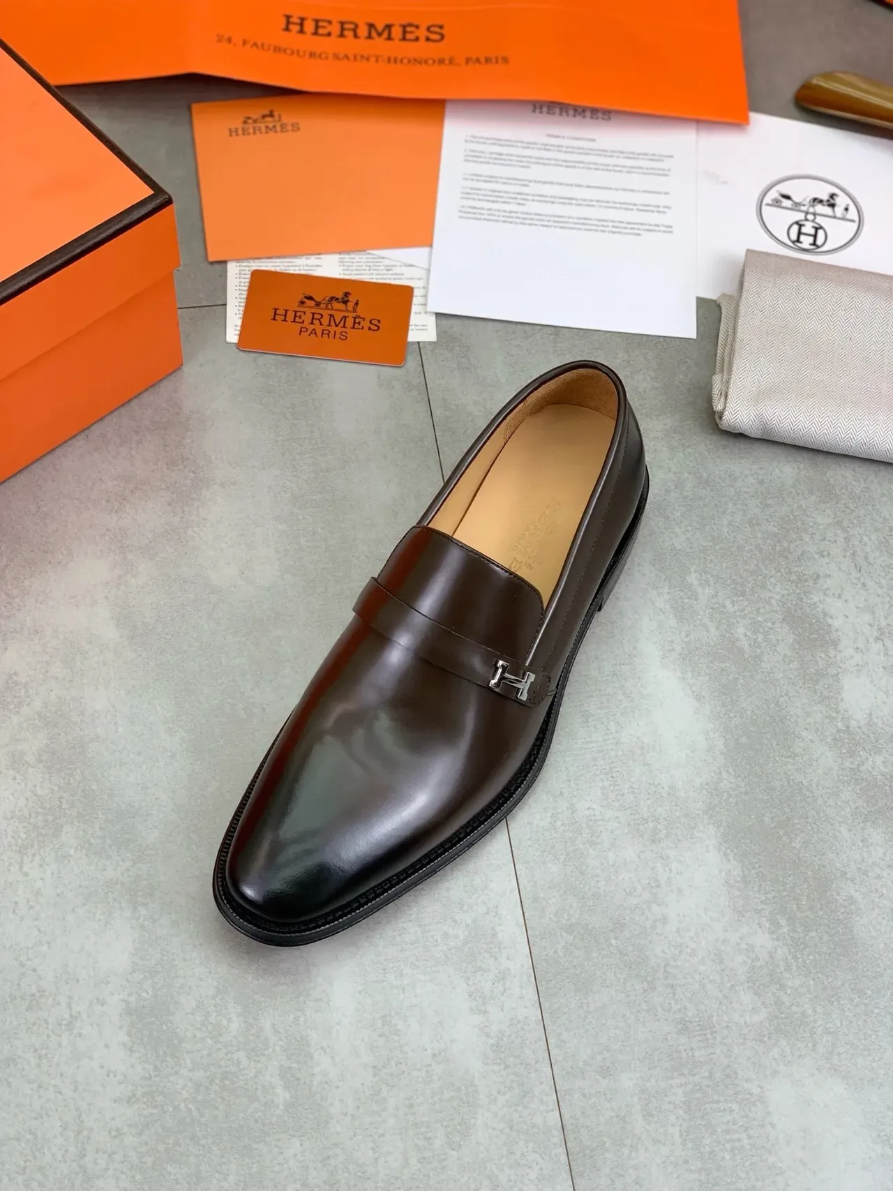 Hermès H-Loafer Cuir Marron Poli 4