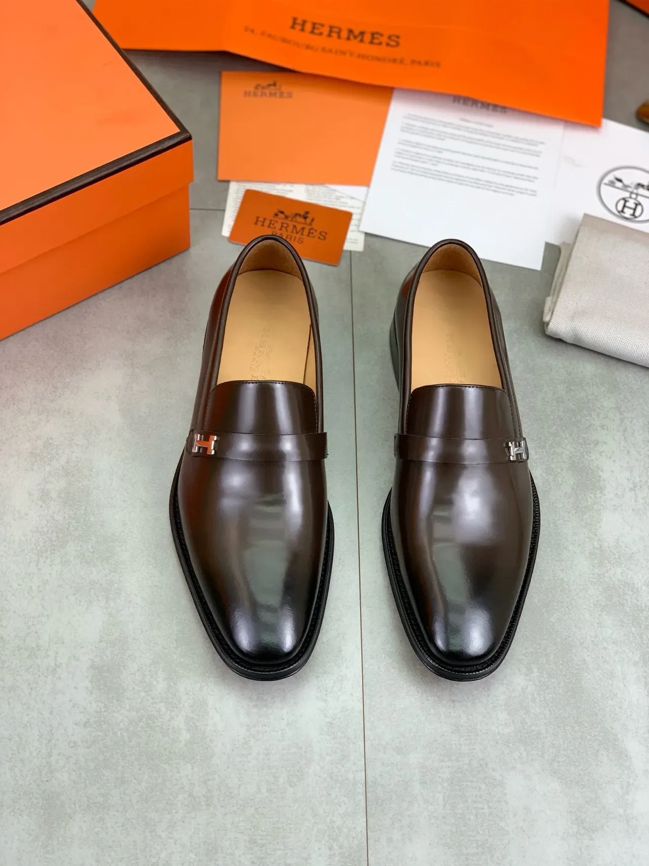 Hermès H-Loafer Cuir Marron Poli 5