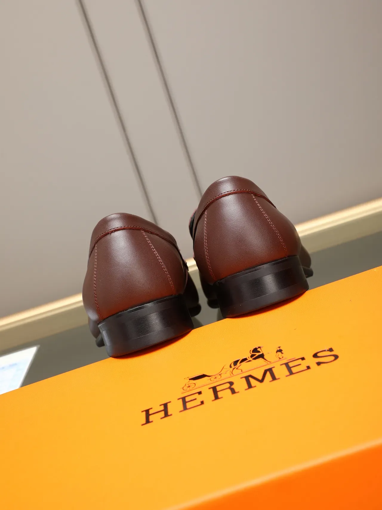 Hermès H Logo Loafer Brown Leather Slip-On Loafers 3
