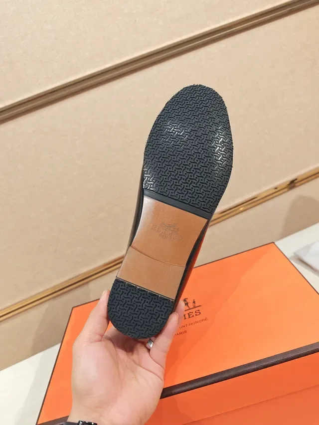 Hermès H-Patent Loafer Navy Blue Patent Leather Horsebit Buckle Loafer 2