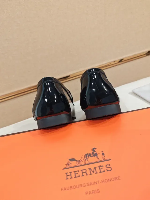 Hermès H-Patent Loafer Navy Blue Patent Leather Horsebit Buckle Loafer 3