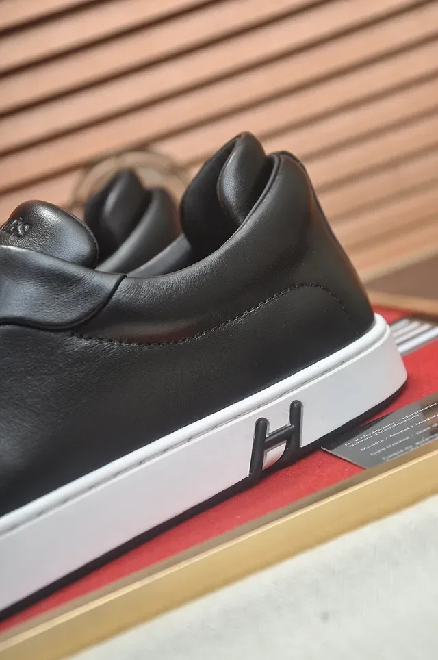 Hermès H Sneaker Black and White Leather Lifestyle Sneakers 2