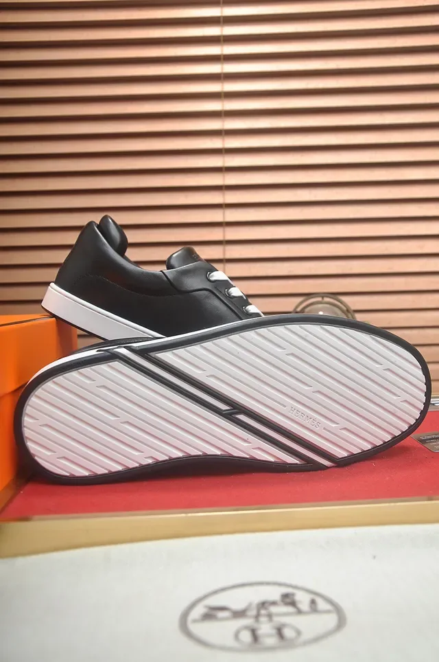 Hermès H Sneaker Black and White Leather Lifestyle Sneakers 3