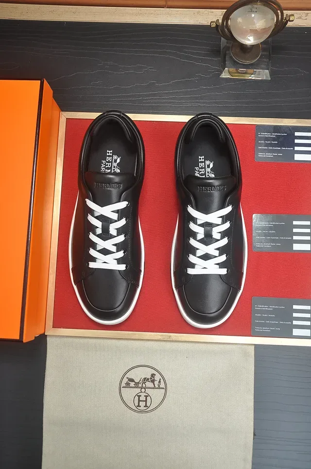 Hermès H Sneaker Black and White Leather Lifestyle Sneakers 5