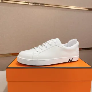 Hermès H Sneaker 白色 极简主义生活方式运动鞋