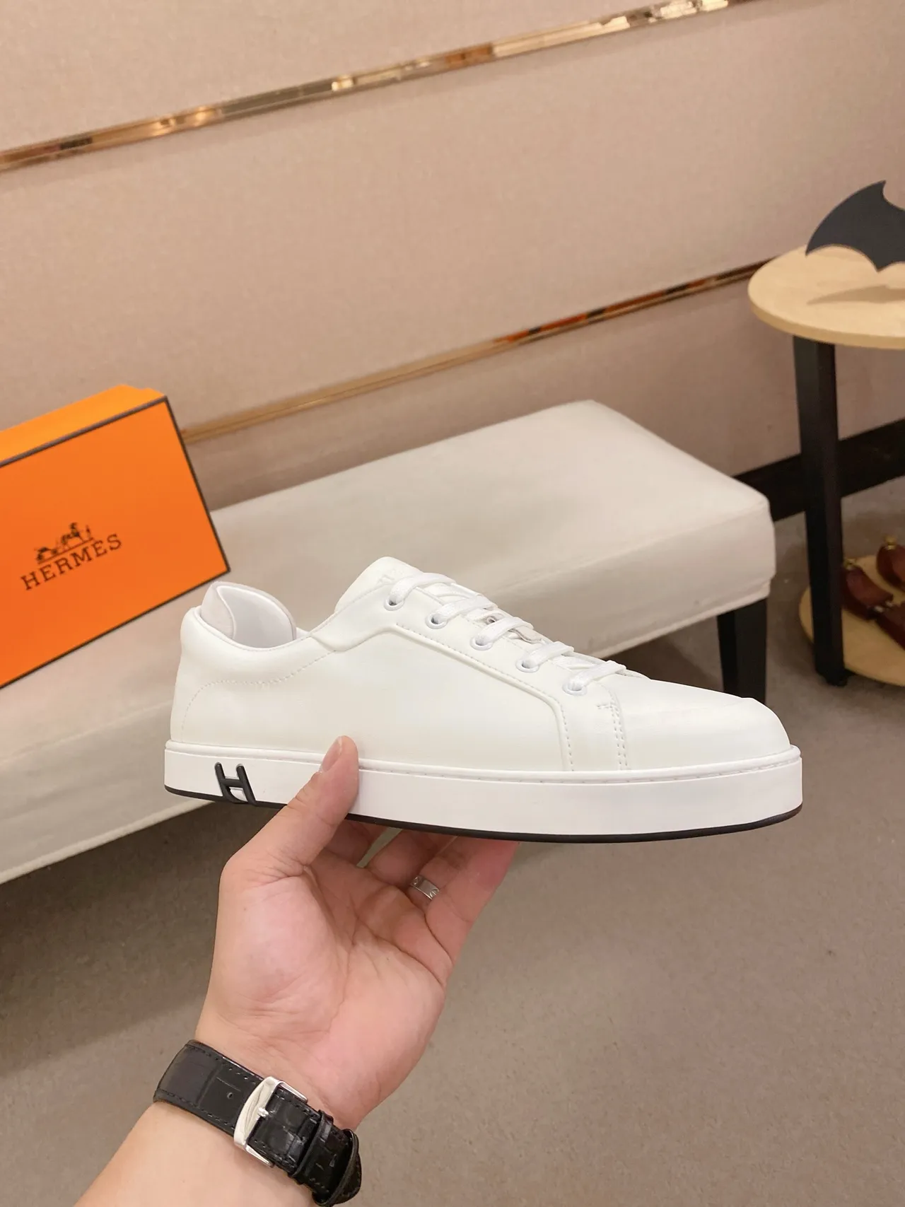 Hermès H Sneaker White Minimalist Lifestyle Sneaker 4