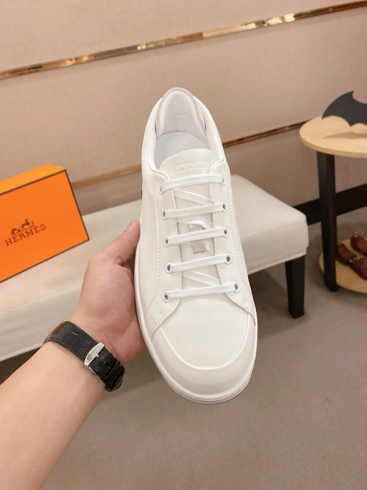 Hermès H Sneaker White Minimalist Lifestyle Sneaker 5