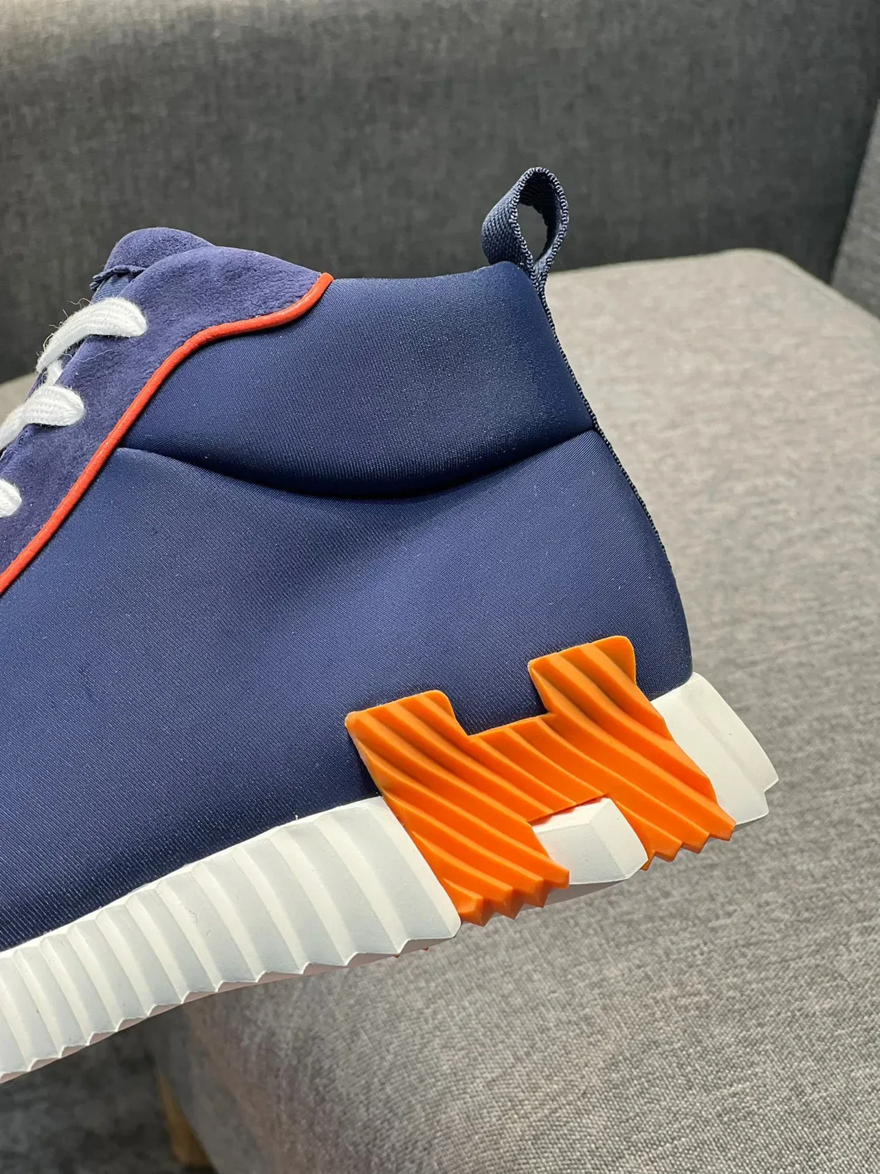 حذاء رياضي Lifestyle Hermès Hiker Navy and Orange High-Top 8
