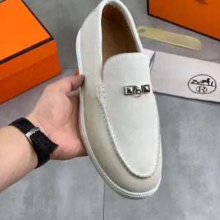 Hermès Oran 米白麂皮 Stirrup Buckle Hardware 樂福鞋