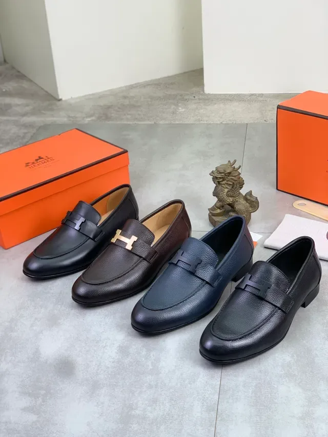 Hermès Oran Black Leather H-Buckle Loafer 2