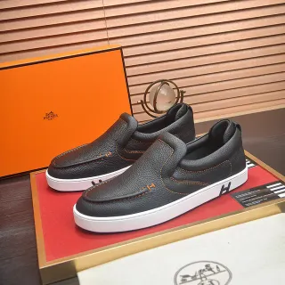 Hermès Oran أسود أبيض جلد مقشر قاعدة مطاطية لوفر