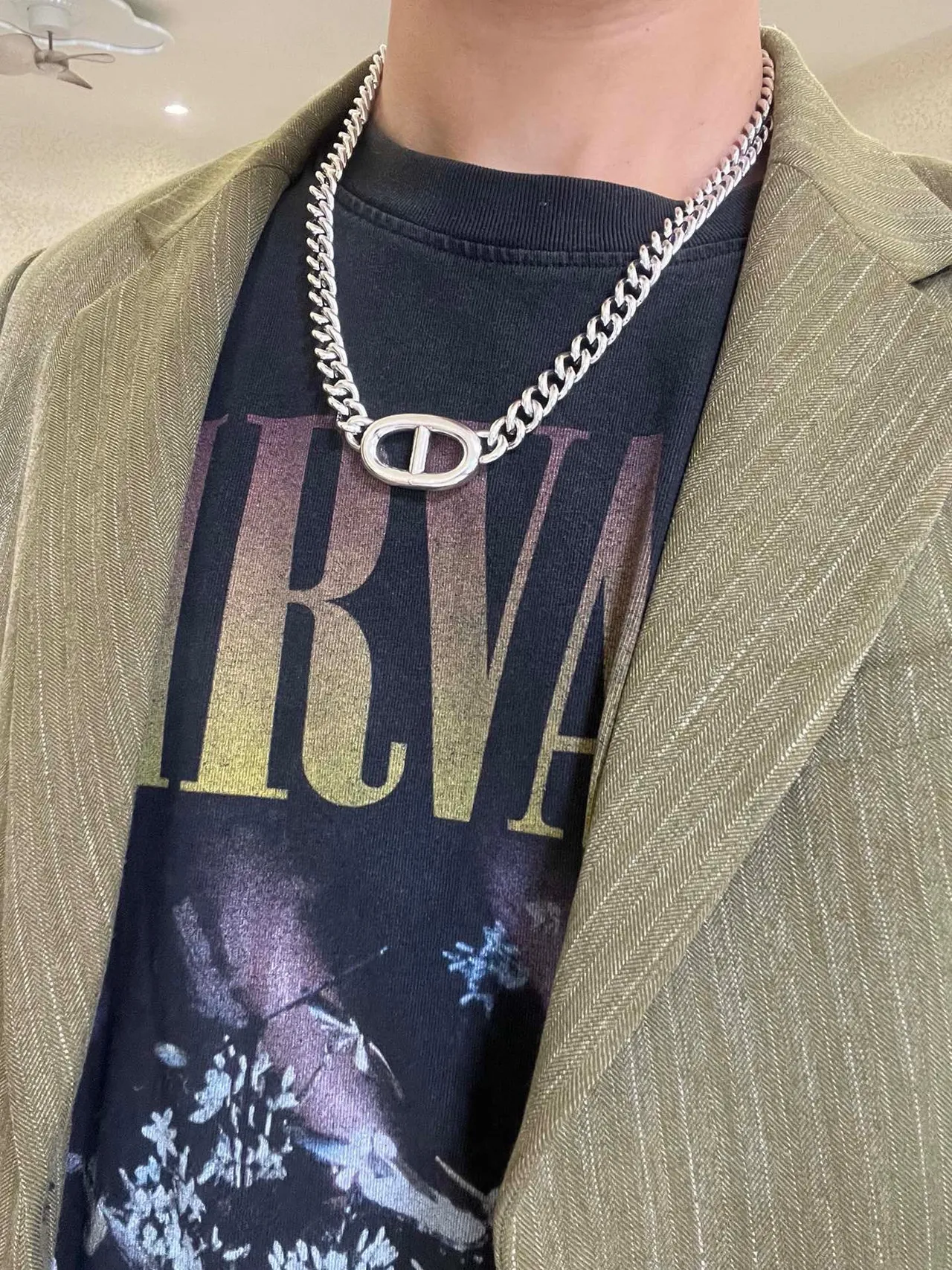 Hermès Oran मोटी कर्ब चेन चांदी का हार 8