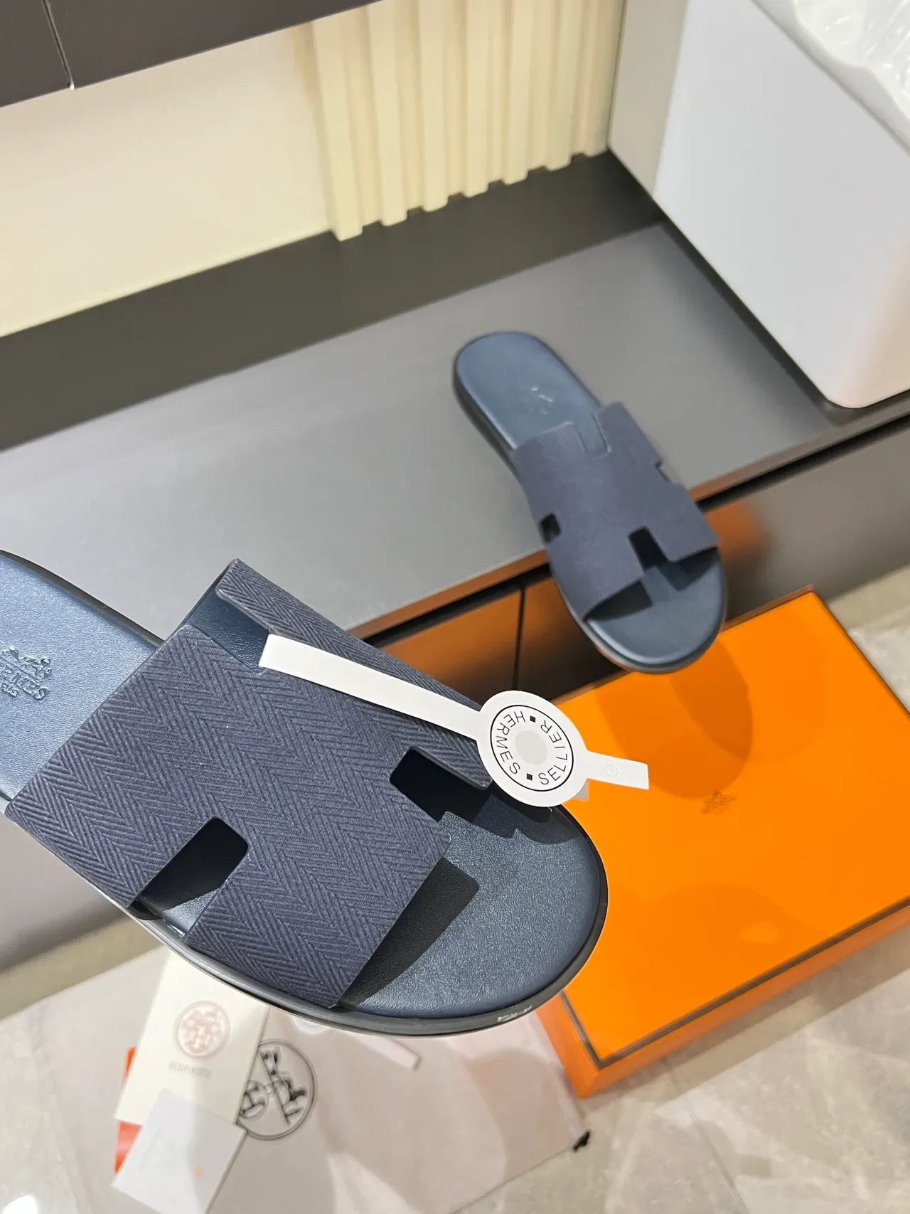 Hermès Oran Herringbone Strap Slippers 9