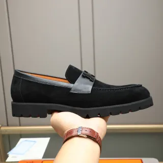 Hermès Oran Loafer 黑色棕色 麂皮鞋面 H-Buckle Strap Loafer