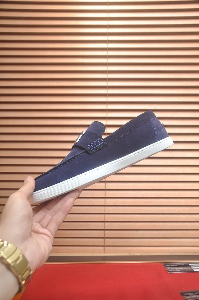 Hermès Oran Navy White Suede Upper Contrast Sole Loafer 5
