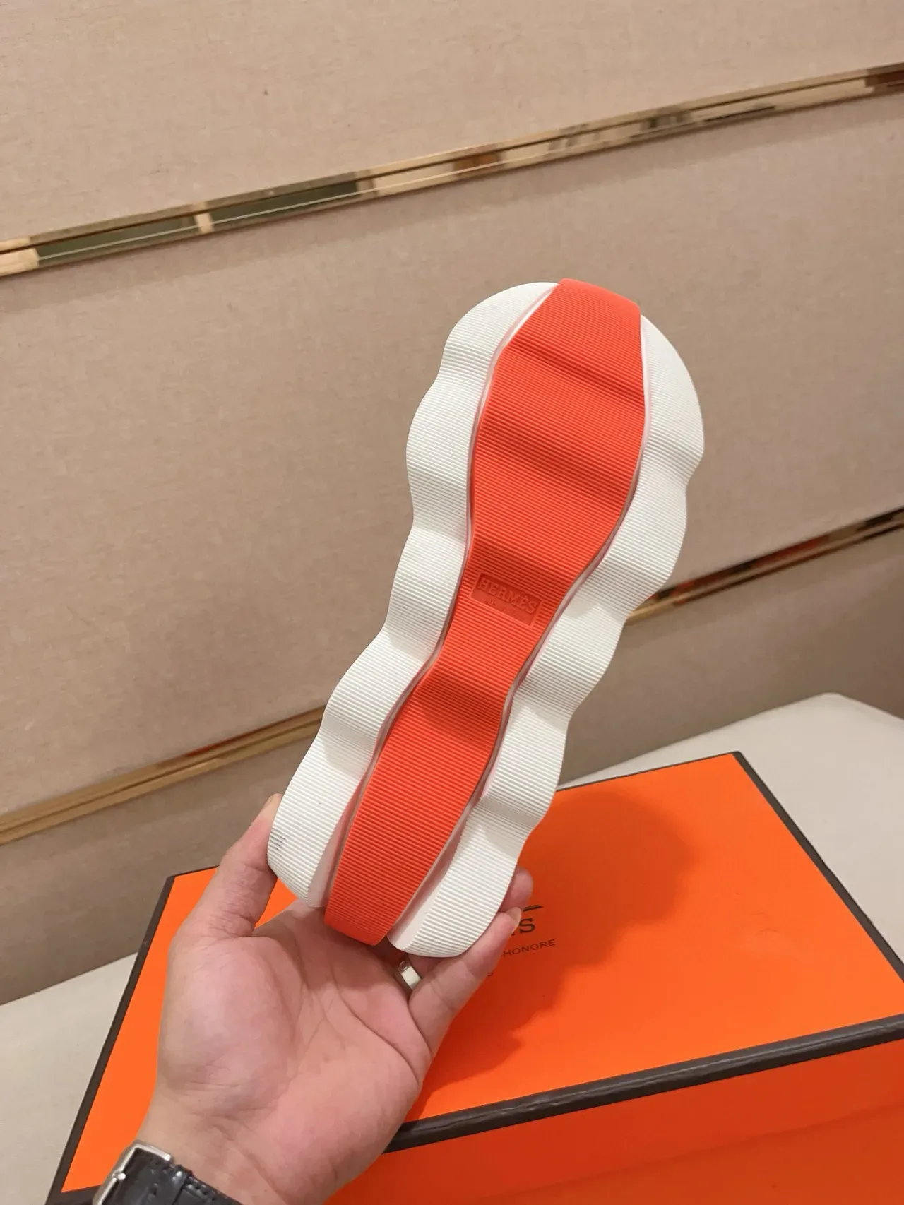 Hermès Oran Sneaker White and Orange Lifestyle Sneakers 2