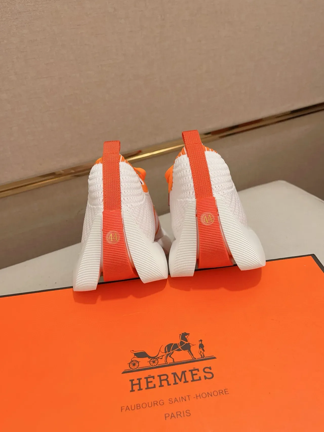 Hermès Oran Sneaker White and Orange Lifestyle Sneakers 3
