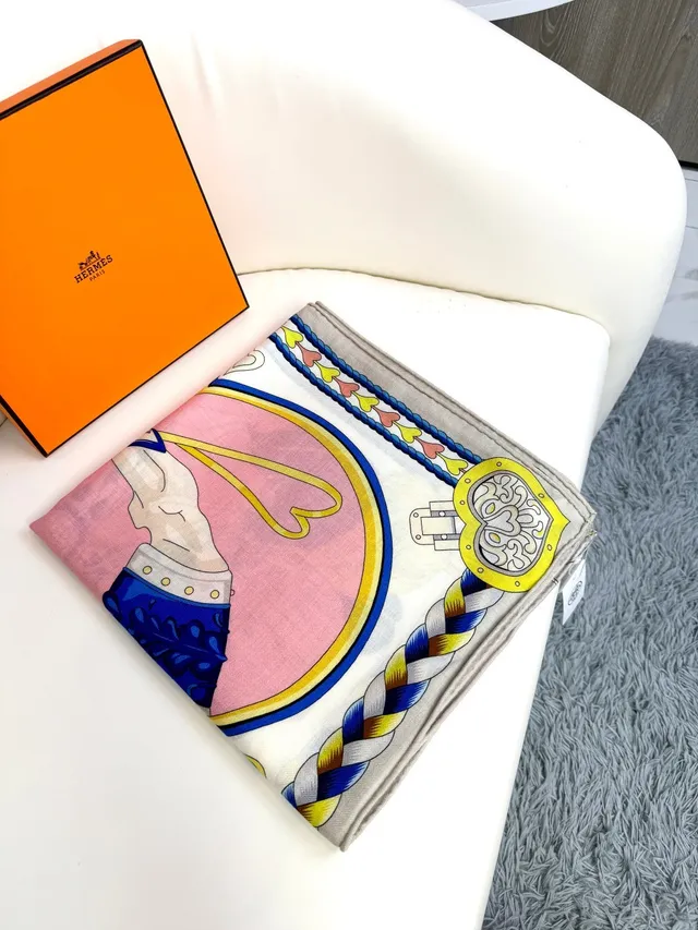 Hermès Printed Braided Rope Motif Silk Scarf 7