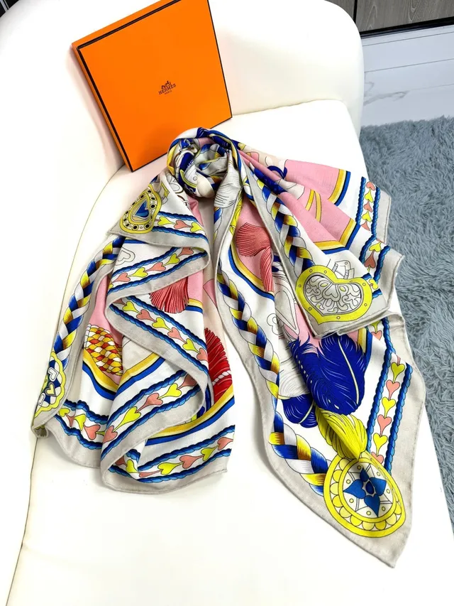 Hermès Printed Braided Rope Motif Silk Scarf 9