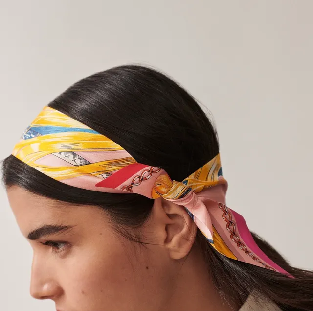 Hermès Twilly गुलाबी सोने नीला रेशम स्कार्फ 9