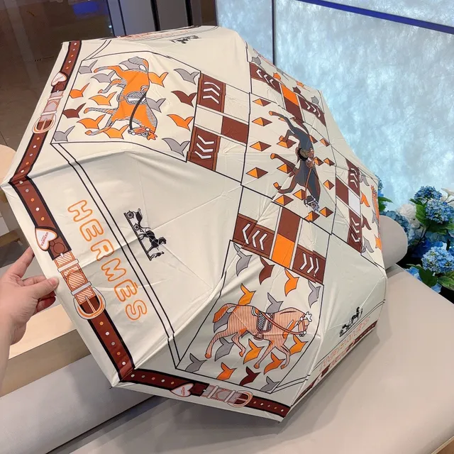 Hermès 白橙印花几何网格马术图案手袋 3