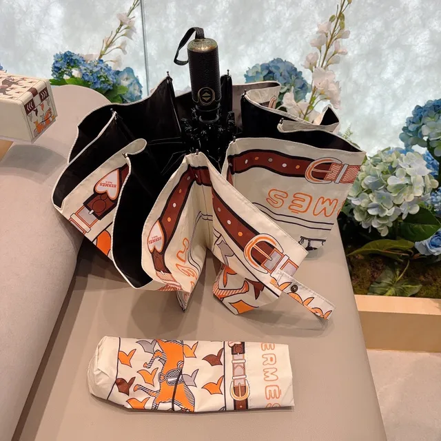 Hermès 白橙印花几何网格马术图案手袋 5