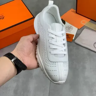 Hermès White Perforated Leather Lifestyle Sneaker