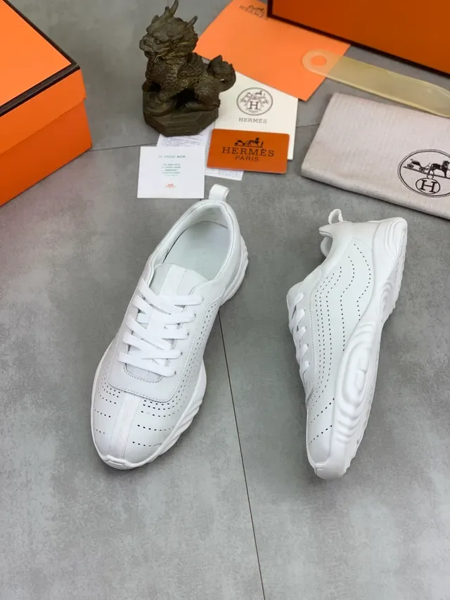 Hermès White Perforated Leather Lifestyle Sneaker 5