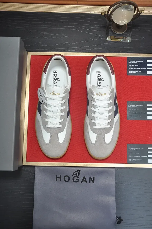 Hogan White Navy Low-Top Mixed-Material Lifestyle Sneakers 3