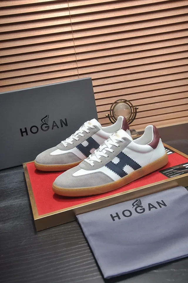 Hogan White Navy Low-Top Mixed-Material Lifestyle Sneakers 5