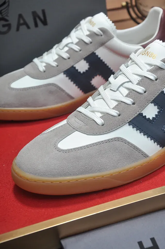 Hogan White Navy Low-Top Mixed-Material Lifestyle Sneakers 8