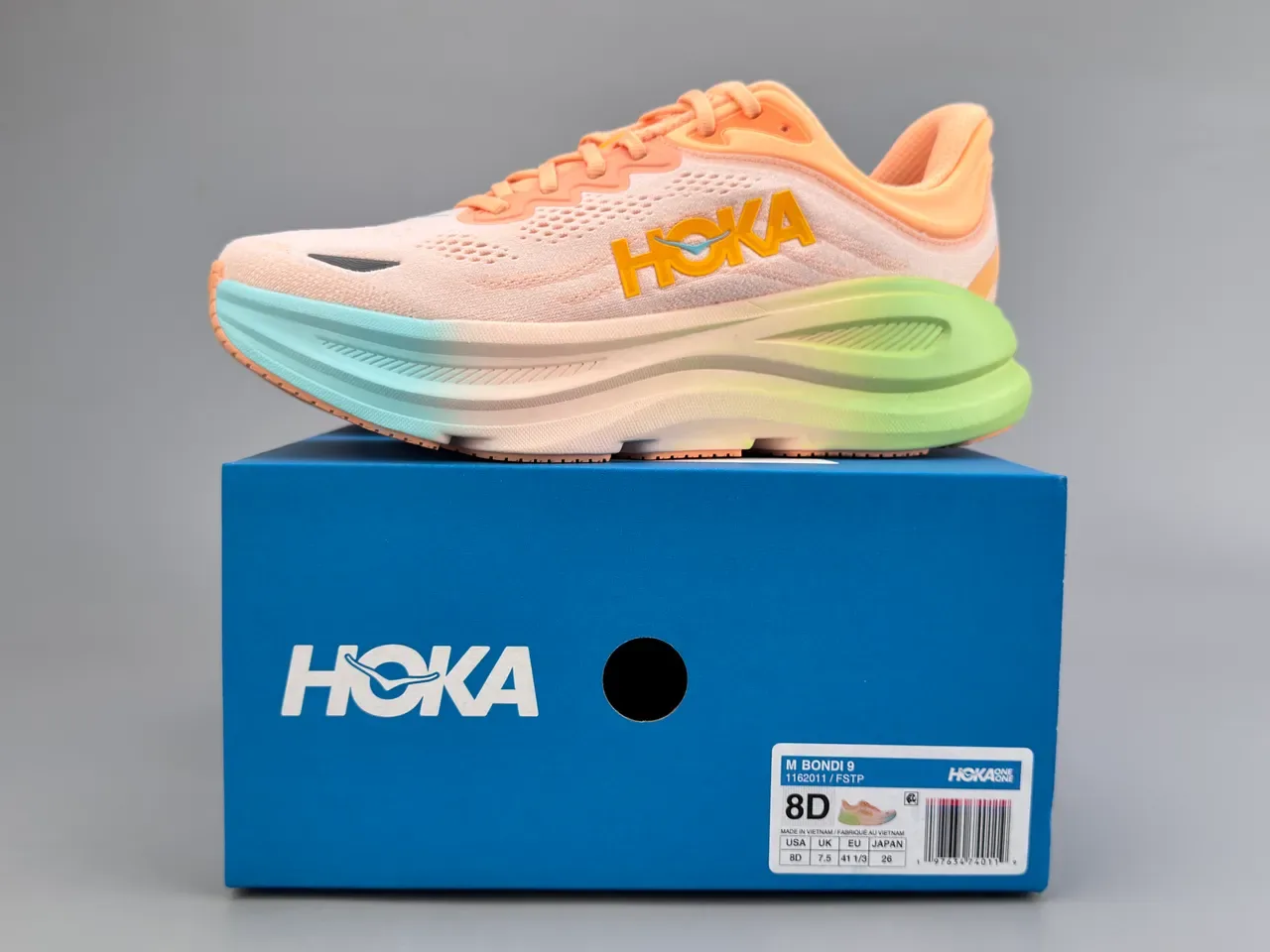 Hoka Orange Green Engineered Knit Upper Gradient Midsole Running Shoes 4