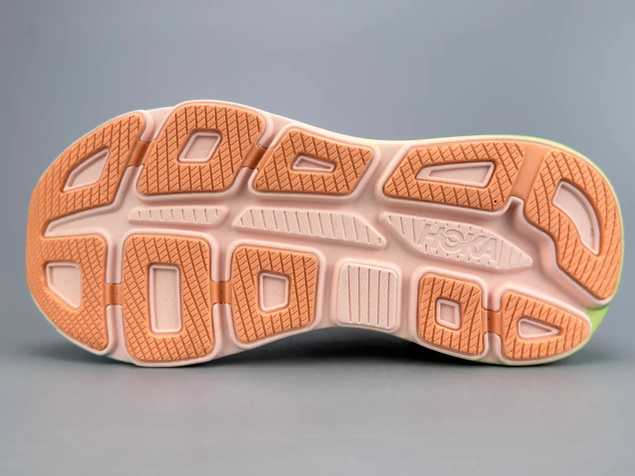 Hoka Orange Green Engineered Knit Upper Gradient Midsole Running Shoes 8