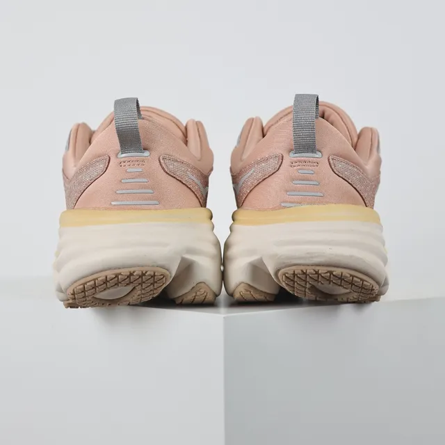 Hoka Pink Beige Engineered Mesh Upper Layered Cushioned Midsole Running Shoes 8