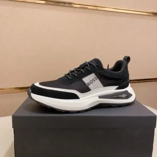 Hugo Boss Noir Blanc Semelle Épaisse Matériau Mixte Supérieur Sneakers Lifestyle