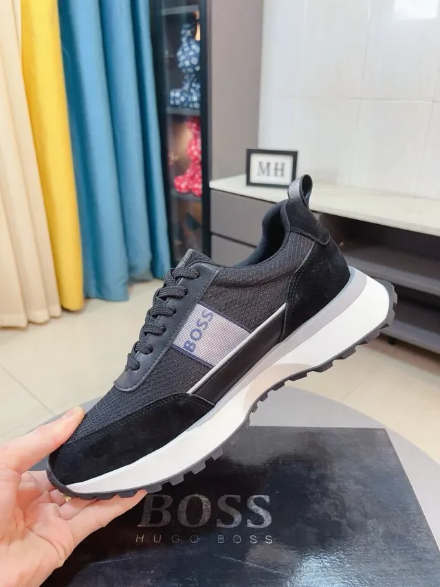 Hugo Boss Black White Mesh And Suede Upper Platform Midsole Lifestyle Sneakers 6