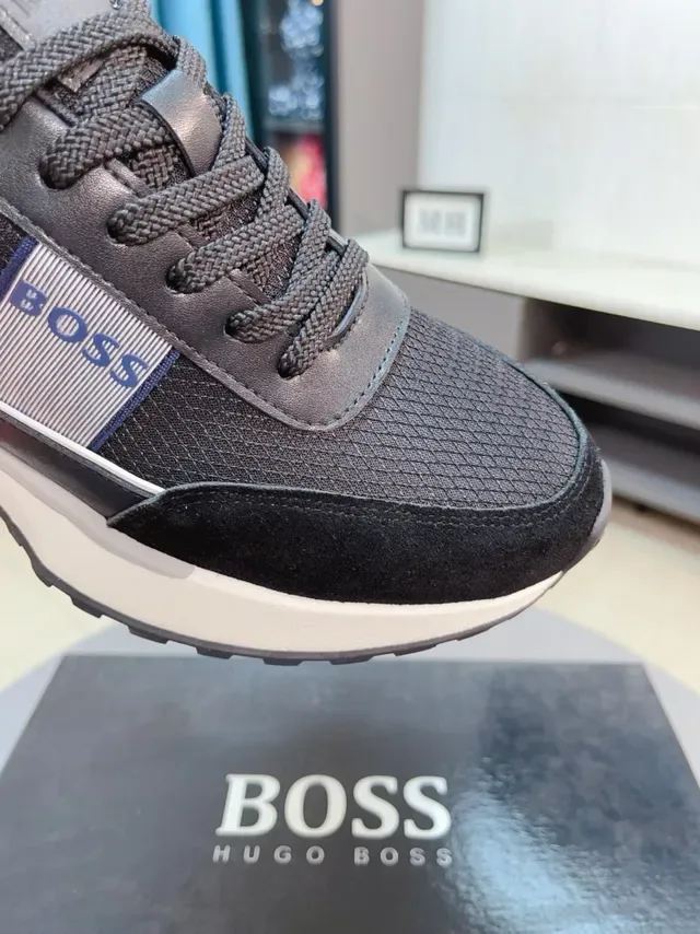 Hugo Boss Black White Mesh And Suede Upper Platform Midsole Lifestyle Sneakers 7