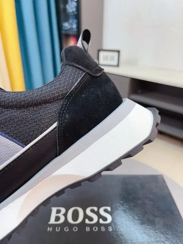 Hugo Boss Black White Mesh And Suede Upper Platform Midsole Lifestyle Sneakers 8